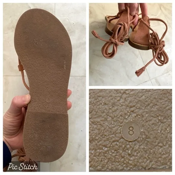 Madewell Dusty Pink Suede Lace-Up &amp; J.Crew White Leather Strap Sandals size 8