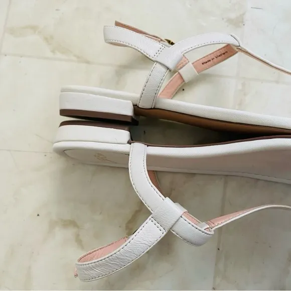 Madewell Dusty Pink Suede Lace-Up &amp; J.Crew White Leather Strap Sandals size 8