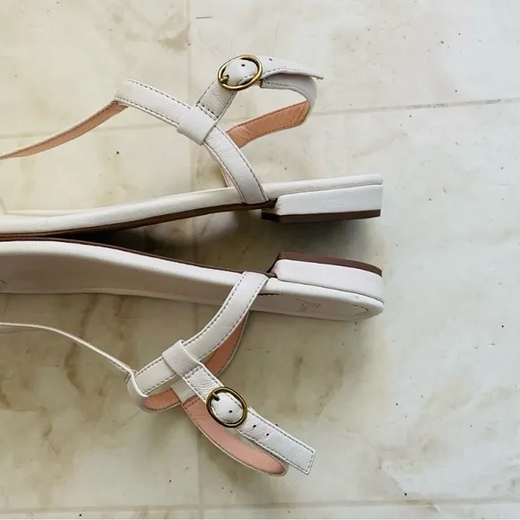 Madewell Dusty Pink Suede Lace-Up &amp; J.Crew White Leather Strap Sandals size 8