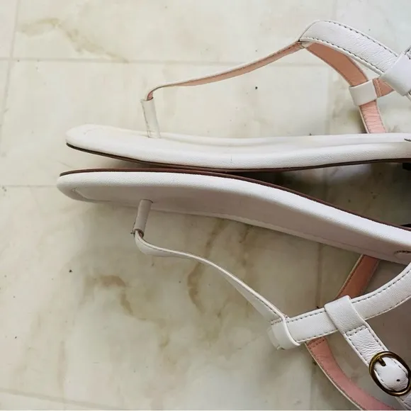 Madewell Dusty Pink Suede Lace-Up &amp; J.Crew White Leather Strap Sandals size 8