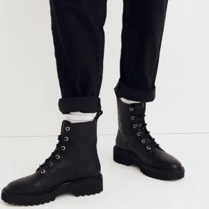 Madewell Rayna Lace Up Leather Boots, True black, Size 8.5