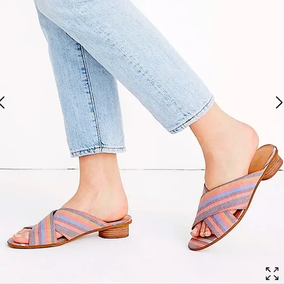 Madewell The Ruthie Leather Crisscross Slide Sandals in Desert Camel/Tan - 8