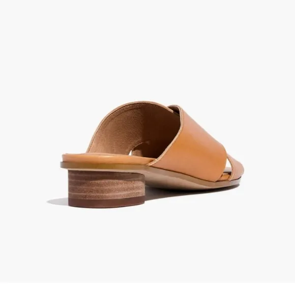 Madewell The Ruthie Leather Crisscross Slide Sandals in Desert Camel/Tan - 8