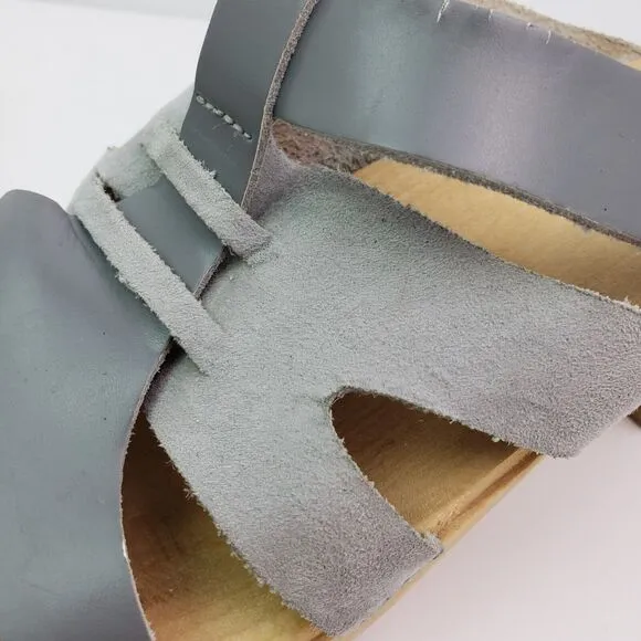 Maguba Of Sweden Paris Womens Size 8-9 Narrow Fit Gray Leather Suede Clog Sandal