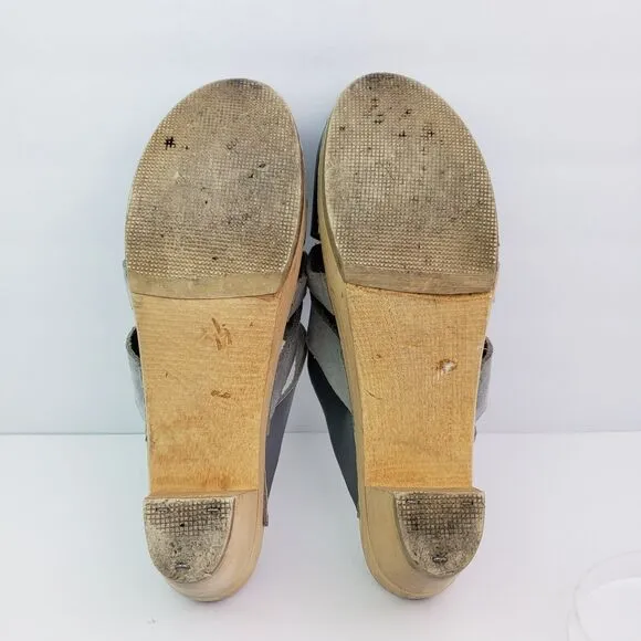 Maguba Of Sweden Paris Womens Size 8-9 Narrow Fit Gray Leather Suede Clog Sandal