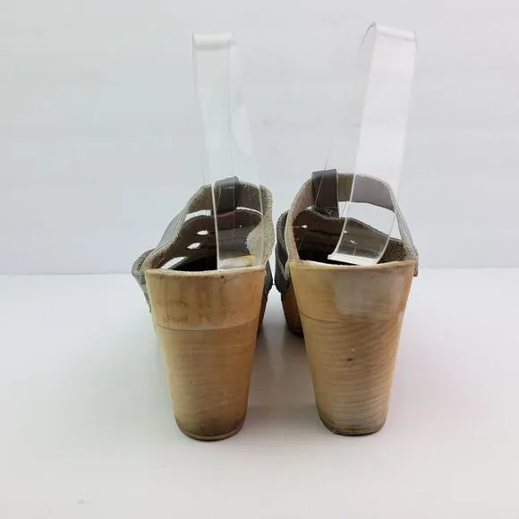 Maguba Of Sweden Paris Womens Size 8-9 Narrow Fit Gray Leather Suede Clog Sandal