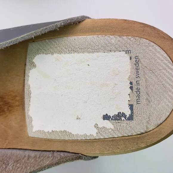 Maguba Of Sweden Paris Womens Size 8-9 Narrow Fit Gray Leather Suede Clog Sandal