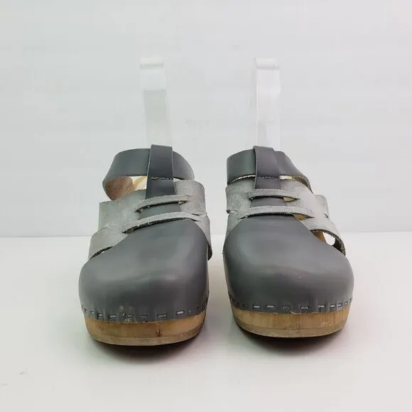 Maguba Of Sweden Paris Womens Size 8-9 Narrow Fit Gray Leather Suede Clog Sandal