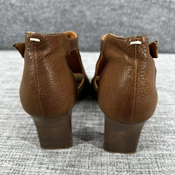 Maison Martin Margiela Pebble Leather Cut Out‎ Heels Sandals Womens Sz 41 Brown