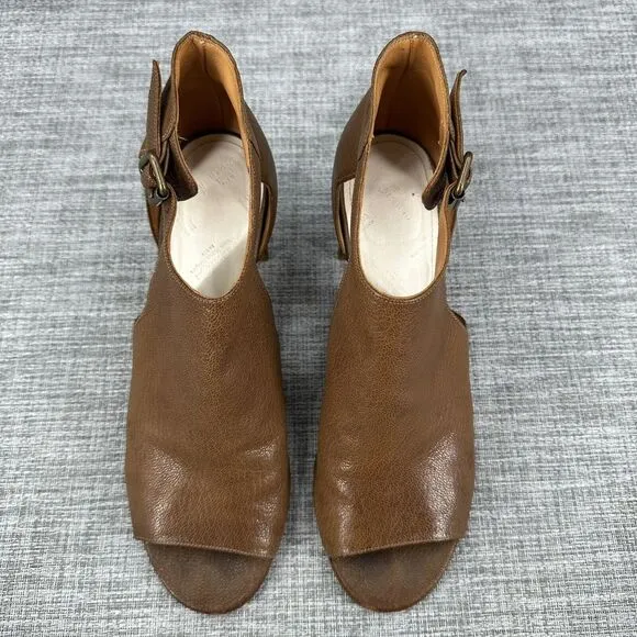 Maison Martin Margiela Pebble Leather Cut Out‎ Heels Sandals Womens Sz 41 Brown
