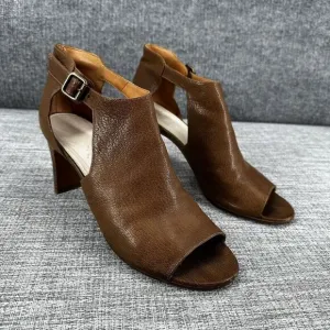 Maison Martin Margiela Pebble Leather Cut Out‎ Heels Sandals Womens Sz 41 Brown