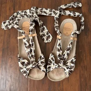 MALIPARMI Bow Open-Toe Ankle Strap Sandals Cork Comfy ITALY MADE