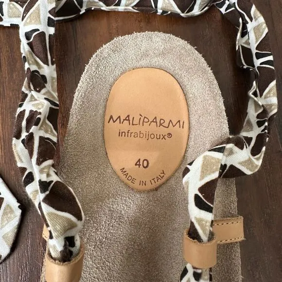 MALIPARMI Bow Open-Toe Ankle Strap Sandals Cork Comfy ITALY MADE
