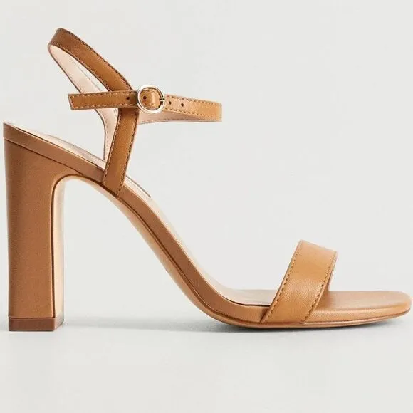 Mango Genuine Leather Sandals Heels