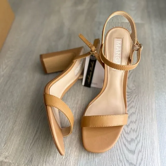 Mango Genuine Leather Sandals Heels
