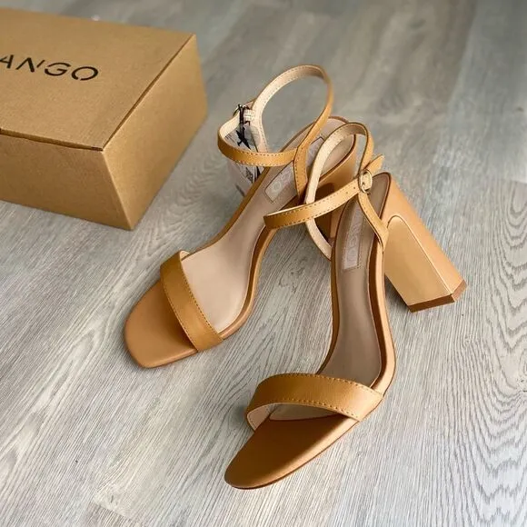 Mango Genuine Leather Sandals Heels