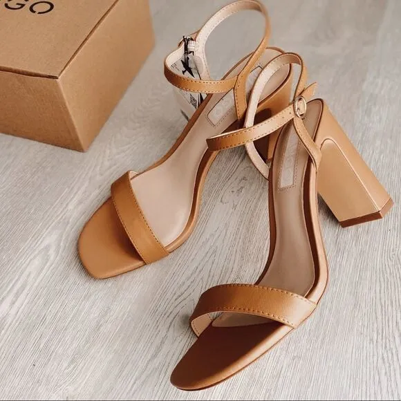 Mango Genuine Leather Sandals Heels