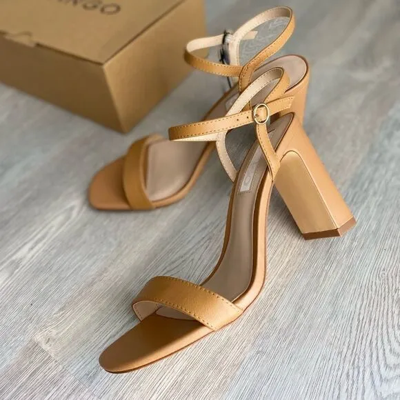 Mango Genuine Leather Sandals Heels