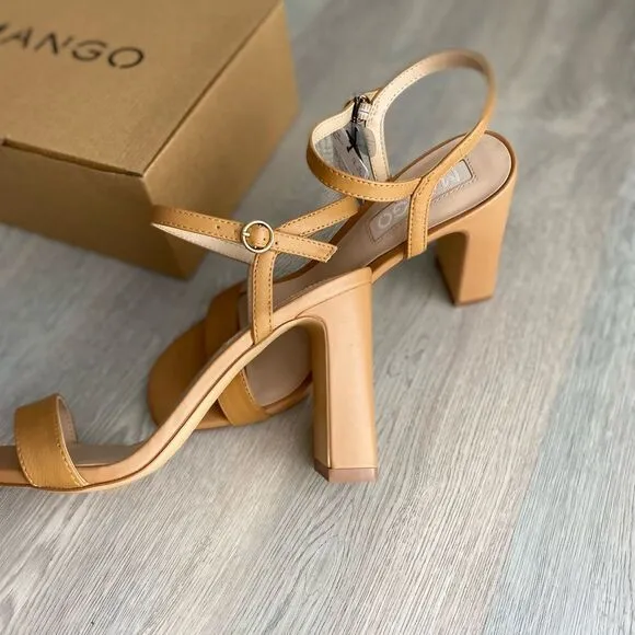 Mango Genuine Leather Sandals Heels