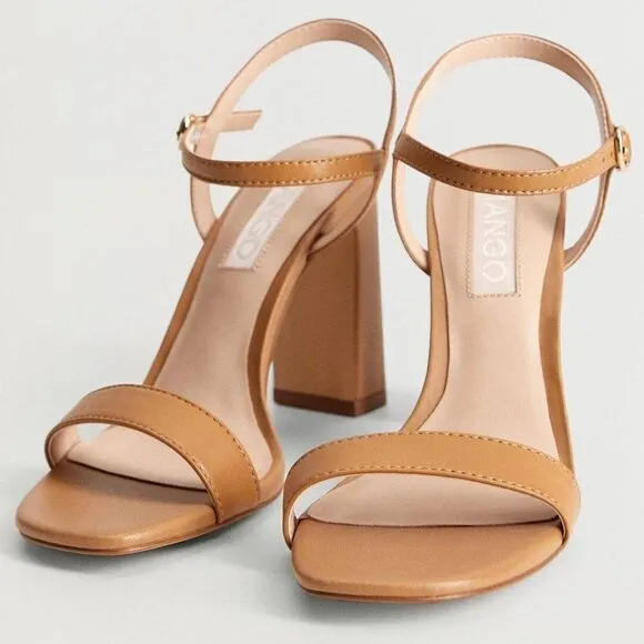 Mango Genuine Leather Sandals Heels