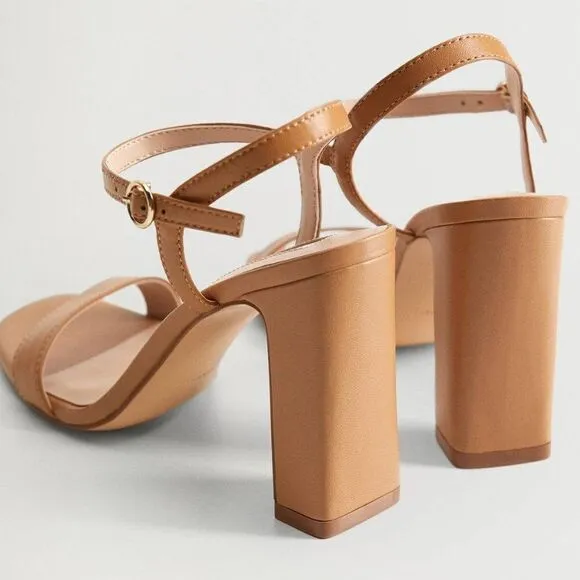 Mango Genuine Leather Sandals Heels