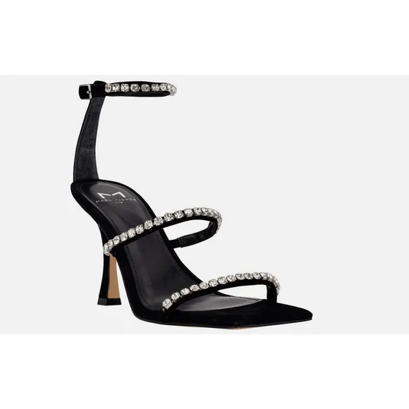 Marc Fisher Dezzi Embellished Strappy High Heel Sandals Black Size 5