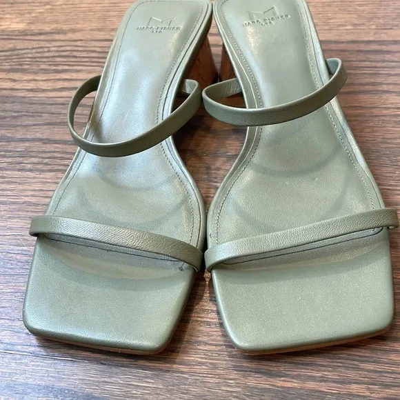 Marc Fisher LTD BRENT HEELED SLIDE SANDAL 7M Leather Square toe