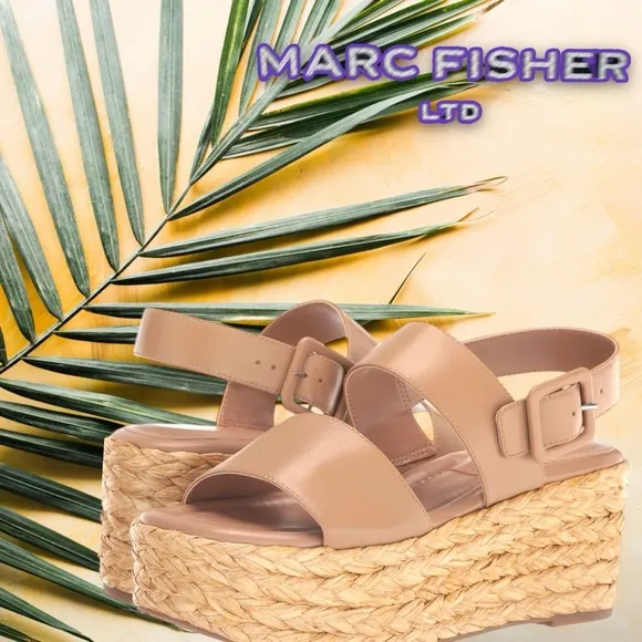 Marc Fisher LTD leather PATRYCE Platform Espadrille Sandal NWT NIB