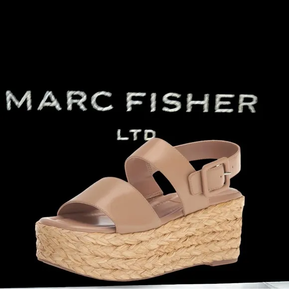 Marc Fisher LTD leather PATRYCE Platform Espadrille Sandal NWT NIB