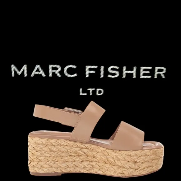 Marc Fisher LTD leather PATRYCE Platform Espadrille Sandal NWT NIB