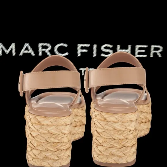 Marc Fisher LTD leather PATRYCE Platform Espadrille Sandal NWT NIB