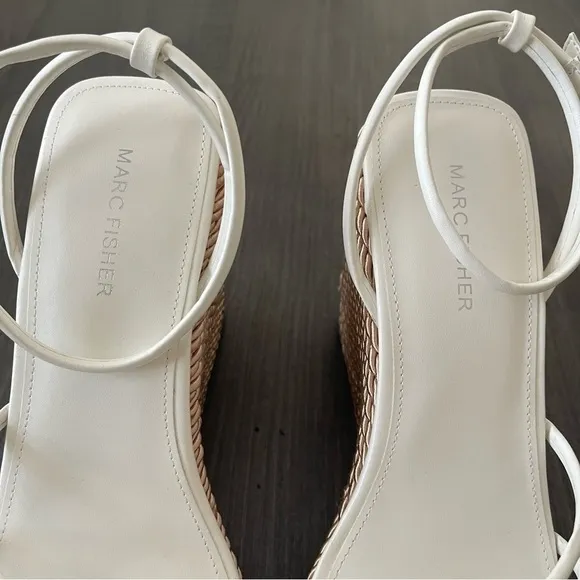 Marc Fisher white Zesty Espadrille Platform Wedge Sandals size 11 New in box!