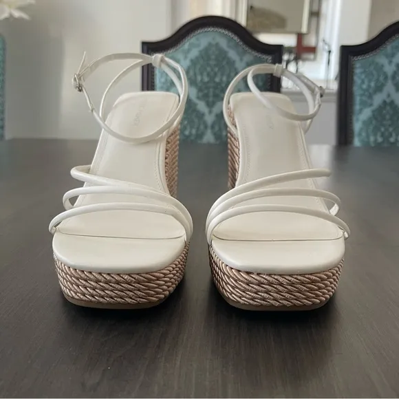 Marc Fisher white Zesty Espadrille Platform Wedge Sandals size 11 New in box!
