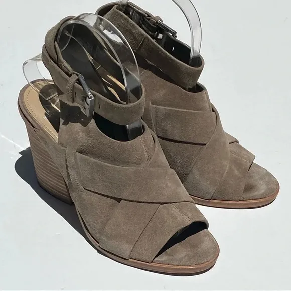 MARC FISHER Women’s Suede Valen peep toe sandals booties adjustable ankles 7.5