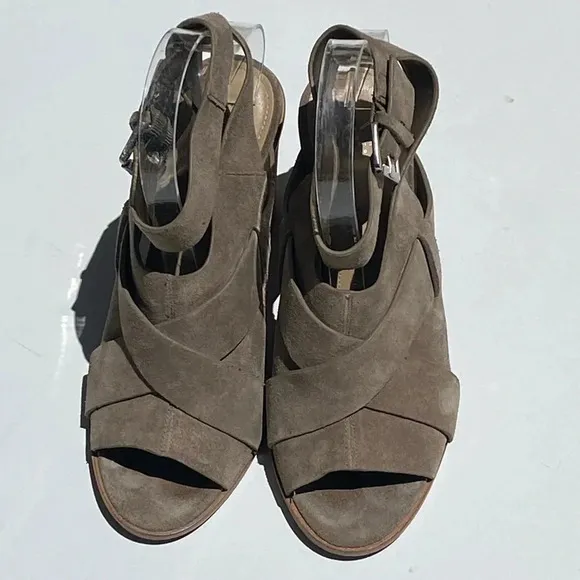 MARC FISHER Women’s Suede Valen peep toe sandals booties adjustable ankles 7.5