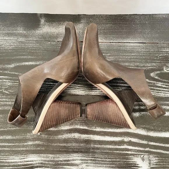 Marsell Brown Leather Slingback Sandals Partial Peep Toe Heels Size 38