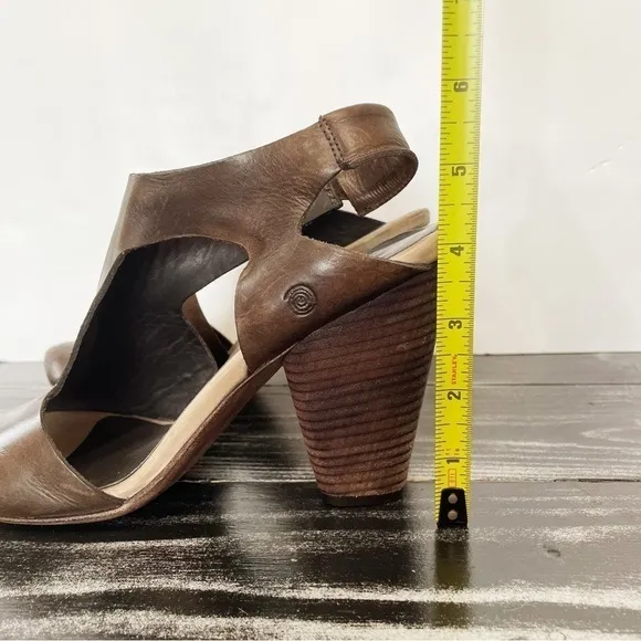 Marsell Brown Leather Slingback Sandals Partial Peep Toe Heels Size 38