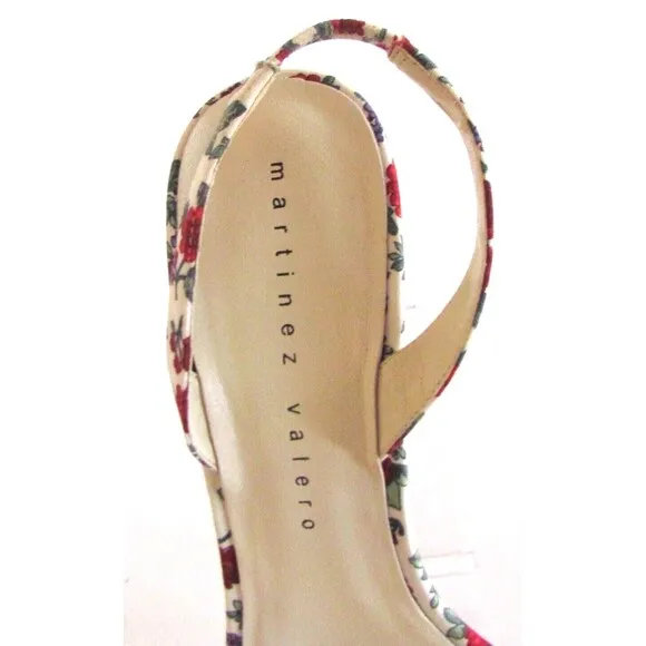 Martinez Valero Floral Bow Detail Designer Slingback High heels Sandals 7.5 M