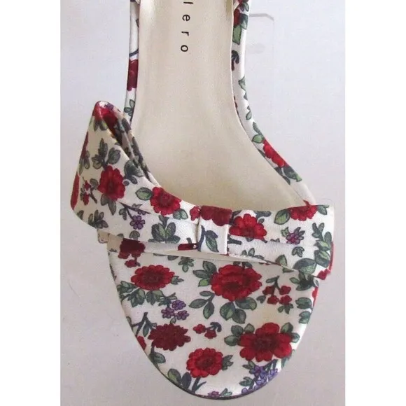 Martinez Valero Floral Bow Detail Designer Slingback High heels Sandals 7.5 M