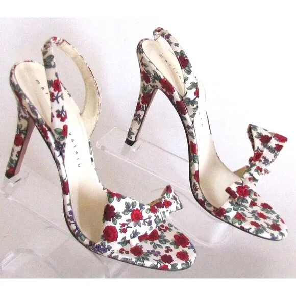 Martinez Valero Floral Bow Detail Designer Slingback High heels Sandals 7.5 M