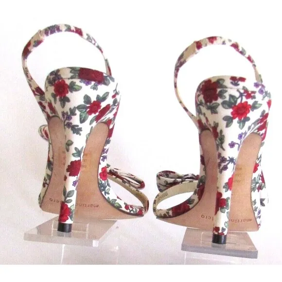 Martinez Valero Floral Bow Detail Designer Slingback High heels Sandals 7.5 M