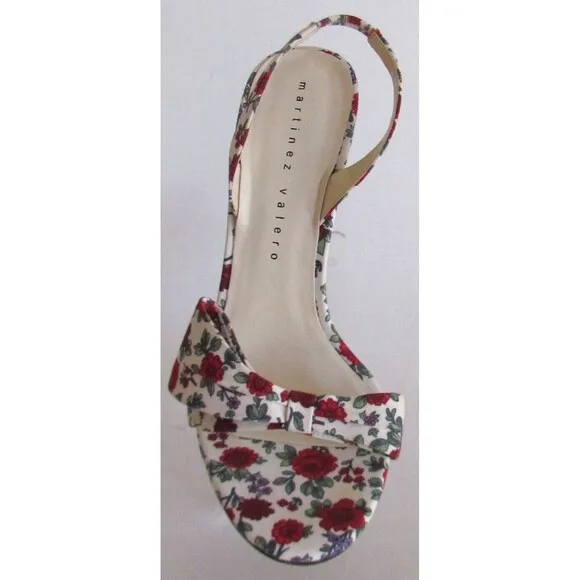 Martinez Valero Floral Bow Detail Designer Slingback High heels Sandals 7.5 M