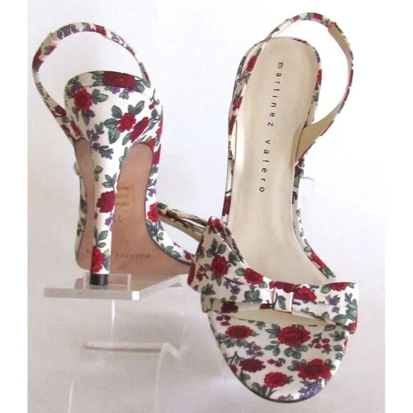 Martinez Valero Floral Bow Detail Designer Slingback High heels Sandals 7.5 M