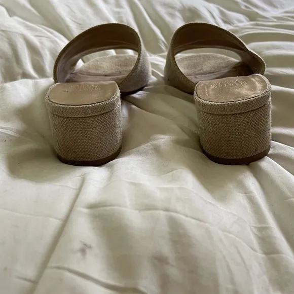 Maryam Nassir Zadeh Linen Slide Sandals with Block Heel. Size 36.5 or 6.5 US GUC