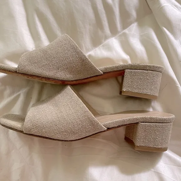 Maryam Nassir Zadeh Linen Slide Sandals with Block Heel. Size 36.5 or 6.5 US GUC