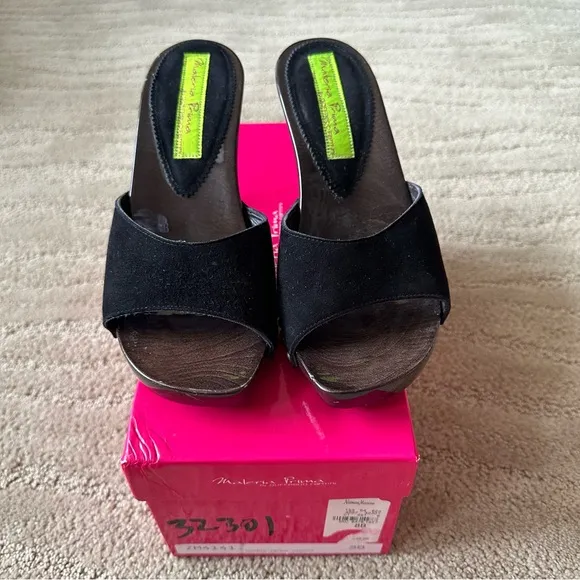 Materia Prima by Goffredo Camos Black Suede Leather Open Toe Mule Sandals IT 38