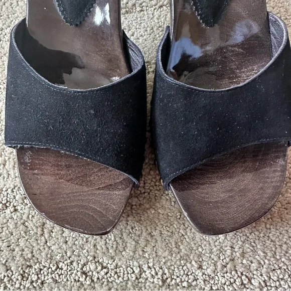 Materia Prima by Goffredo Camos Black Suede Leather Open Toe Mule Sandals IT 38