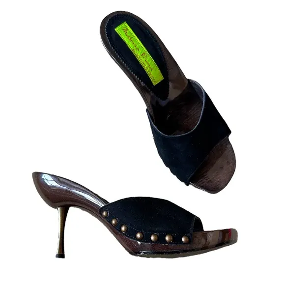 Materia Prima by Goffredo Camos Black Suede Leather Open Toe Mule Sandals IT 38