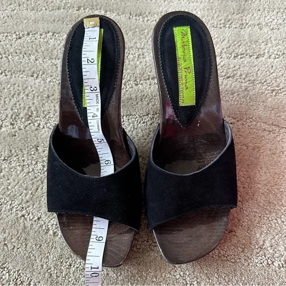 Materia Prima by Goffredo Camos Black Suede Leather Open Toe Mule Sandals IT 38