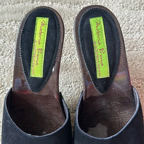 Materia Prima by Goffredo Camos Black Suede Leather Open Toe Mule Sandals IT 38